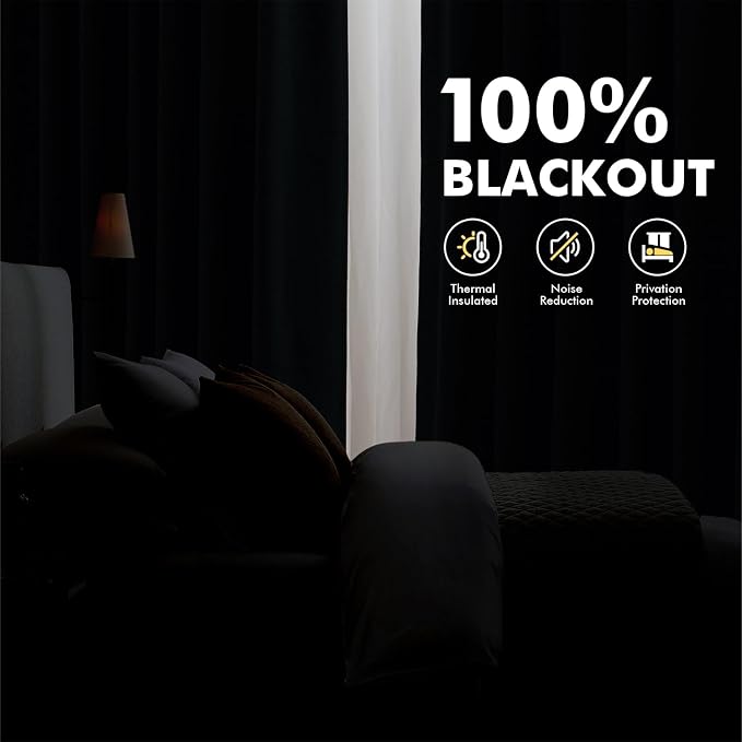 MIULEE 100% Blackout Linen Curtains 42 x 84 Inch Light Ivory 2 Panels | Thermal - Image 2