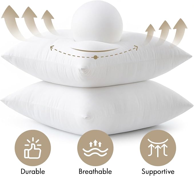 MIULEE 22x22 Pillow Inserts 4 Pack, 100% Virgin Fiber Filling Throw Pillows | - Image 4