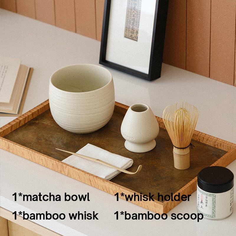 Matcha Whisk Set, Ceramic Matcha Bowl & Whisk Holder, Bamboo Accessory - Image 2