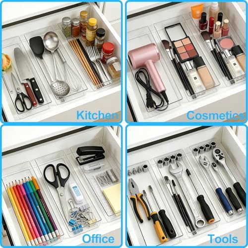 Manalete 30 Pcs Clear Plastic Drawer Organizer, Makeup & Vanity Organizer - Image 6