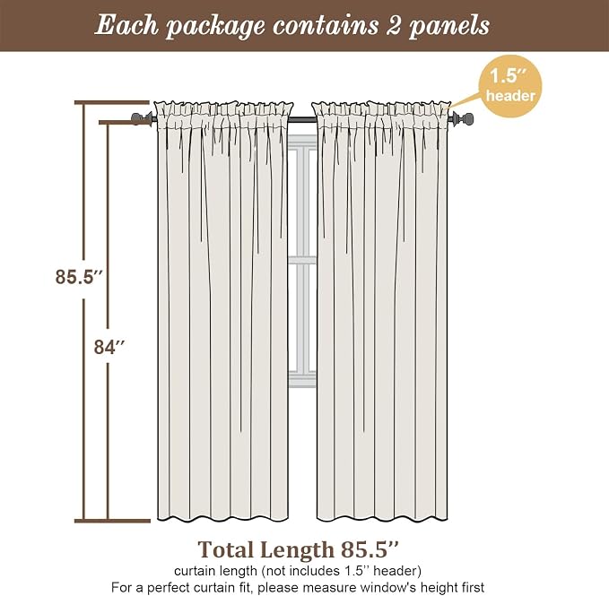 Chyhomenyc Lilac Sheer Curtains 84 Inches Long - Image 2