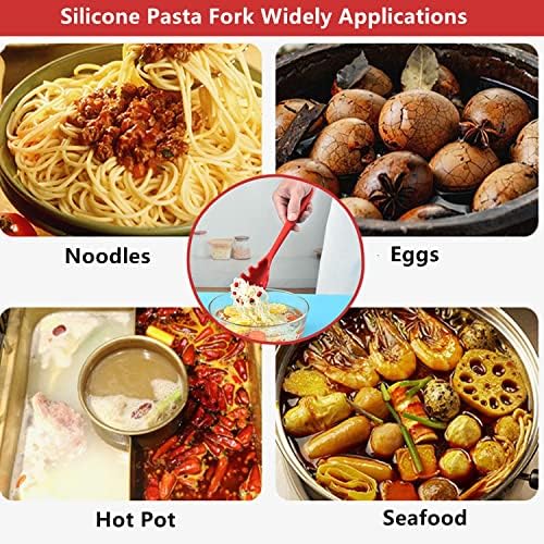 Spaghetti Spoon Pasta Fork, Silicone Pasta Fork, 11.2 inch Spaghetti Strainer - Image 7