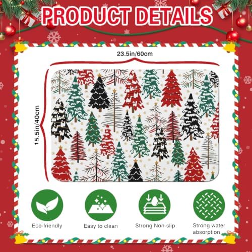 Christmas Dish Drying Mat Kitchen Countertop, Super Absorbent Coffee Bar Mat - Image 5