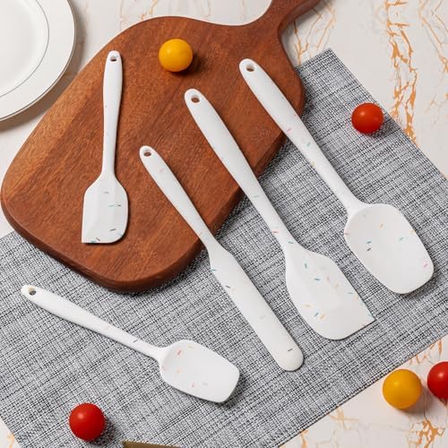 Silicone Spatula Set, 5 Piece Food Grade Rubber Spatulas, Candy Color - Image 6