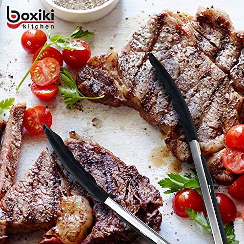 Kitchen Tongs for Cooking with Silicone Tips by Boxiki Kitchen, BPA Free - Image 5