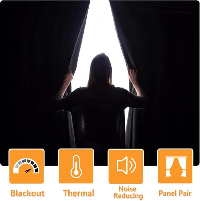 Blackout Curtains for Bedroom, Light Beige, 52 x 63 Inch, 2 Panels | Thermal - Image 2