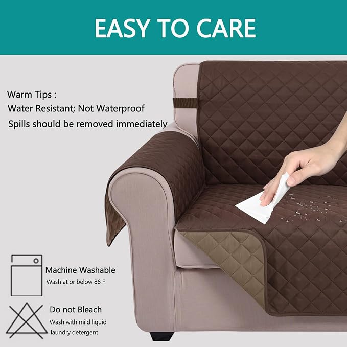 U-NICE HOME Large Sofa Cover Reversible Couch Cover, Chocolate/Taupe | - Image 5