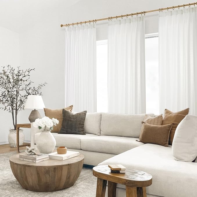 Pinch Pleated Sheer Curtains 84 Inches Long, Light Filtering Semi Sheer White - Image 7