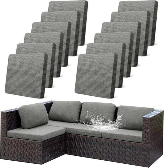 CALBODE 12Pcs Outdoor Stretch Cushion Covers, Waterproof Outdoor Chair Cushion by CALBODE
