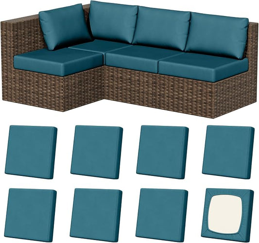8Pcs Outdoor Cushion Covers, Stretch Patio Furniture Couch Chair Slipcovers | by VORSHAPE