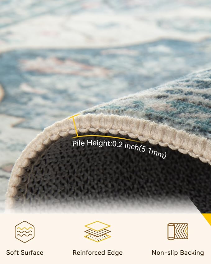RELEANY Washable Area Rug, Runner 3'x7', Water Repellent, Pet Friendly - Image 8
