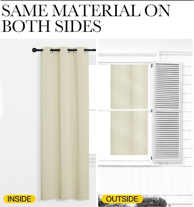 NICETOWN Beige Room Darkening Curtains 120" Long - Image 6