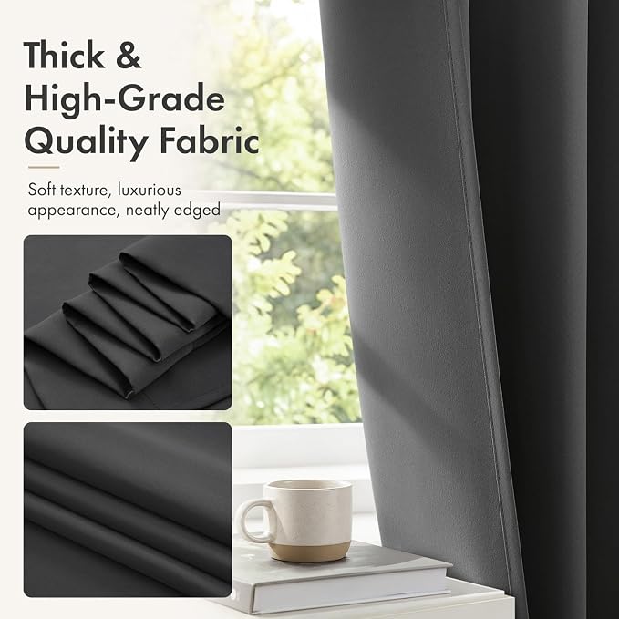 MIULEE 4-Panel 36 Inch Blackout Kitchen Tier Curtains Over Sink Grey | Privacy - Image 8