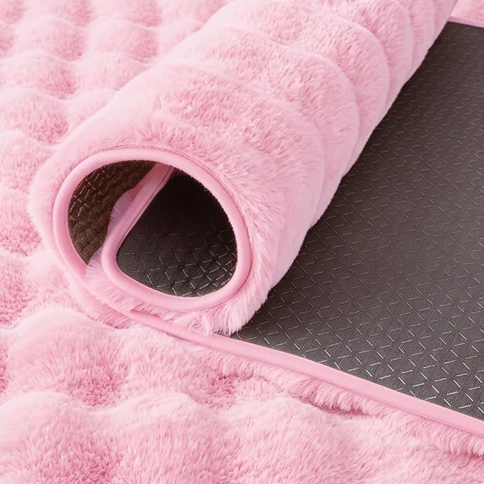 Pink Rabbit Plush Rug 2'x6', Fluffy Shaggy Area Rug - Image 8