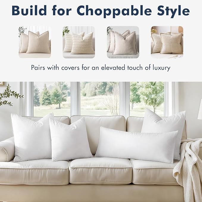 MIULEE 20x20 Pillow Inserts, Double-Layer Down-Proof Cotton Cover, Decorative - Image 4