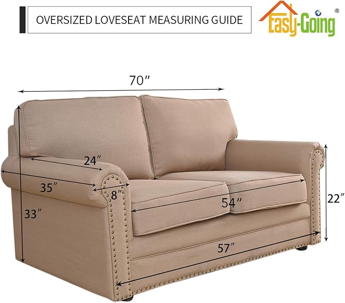 Easy-Going Stretch Oversized Loveseat Couch Covers Washable Brown | 1-Piece - Image 5