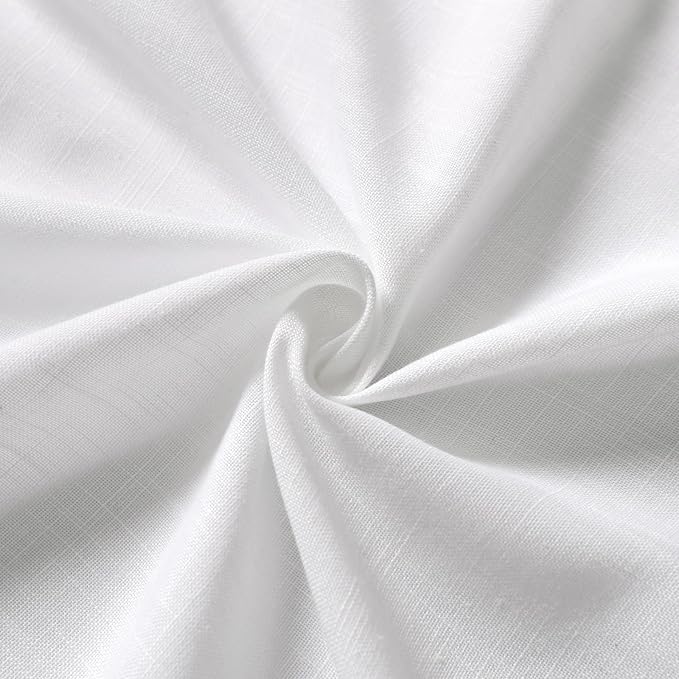 White Kitchen Curtains 54 Inch Length 2 Panels Back Tab Thermal Insulated Drapes - Image 6