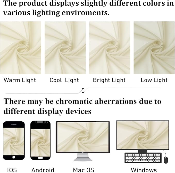 Cream Sheer Curtains 72 Inches Long 2 Panels, Light Filtering Curtains - Image 6