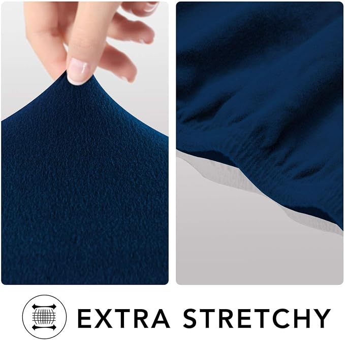 PureFit Stretch Couch Covers for Sofa 4 Seater Slipcovers Navy | 1-Piece Sofa - Image 4
