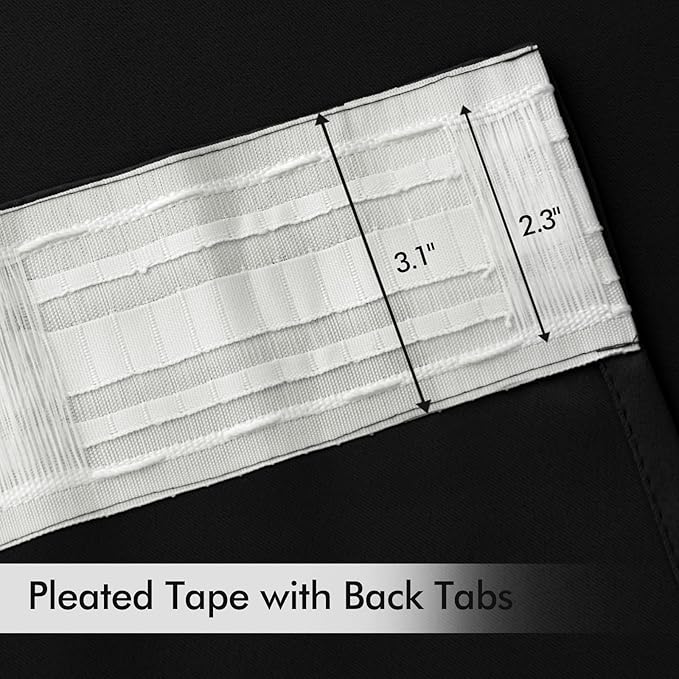 MIULEE Black Back Tab Blackout Curtains 52x84 Inch Length 2 Panels Set | Rod - Image 4