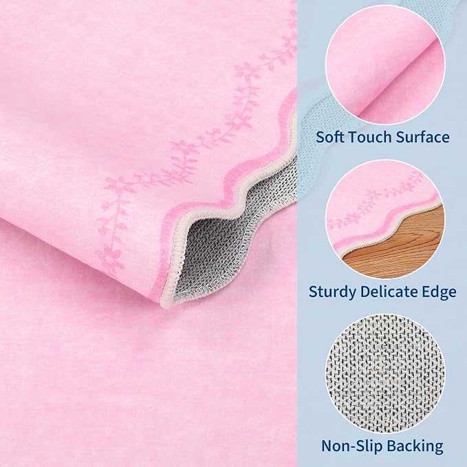 GarveeHome Round Area Rug 5ft Scalloped Washable Circle Rug - Image 4