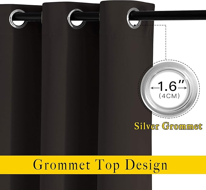 NICETOWN Blackout Toffee Brown Curtains & Drapes 90 inches Long - Image 2