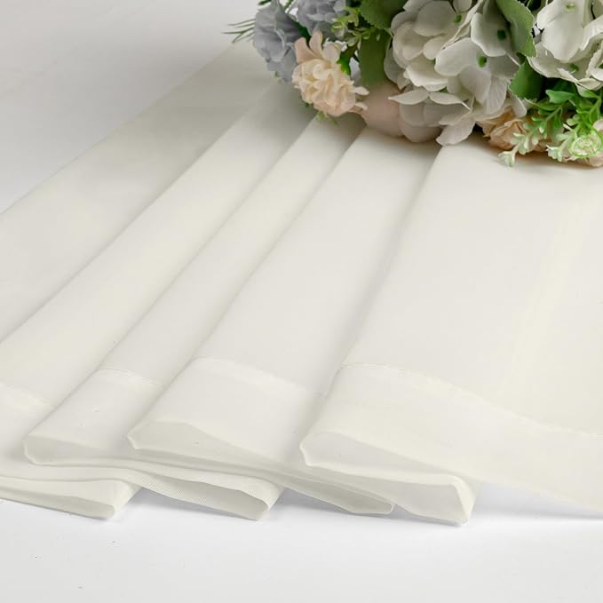 Ivory Sheer Curtains 48 Inch Length 2 Pcs, Rustic Farmhouse Curtains - Image 6