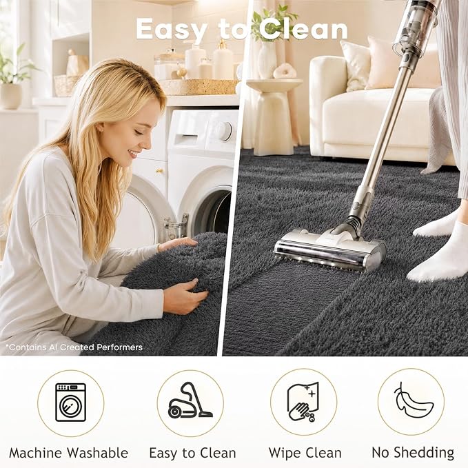 Ophanie Runner Rug for Hallway, 2x5 Upgrade Non-Slip Fluffy Soft Bedside Rugs - Image 3