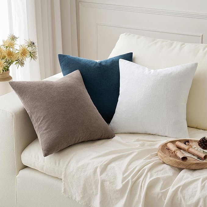 MIULEE White Chenille Couch Throw Pillow Covers, 18x18 | Set of 2, Soft - Image 5