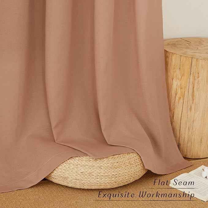 NICETOWN Thick Linen Burlap Terracotta Curtains, Privacy Curtains that Let - Image 7