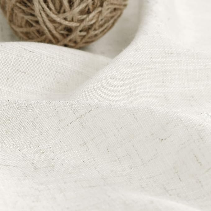 Cream Linen Kitchen Curtains 30 Inches Long 2 Panels Back Tab Rod Pocket - Image 5