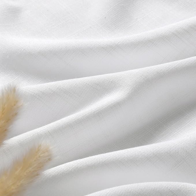 White Semi Sheer Linen Curtains 94 inch Length - Image 5