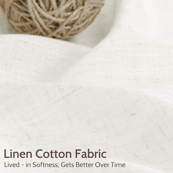 Neutral Linen Curtains 84 Inch Length 2 Panels Set - Image 4