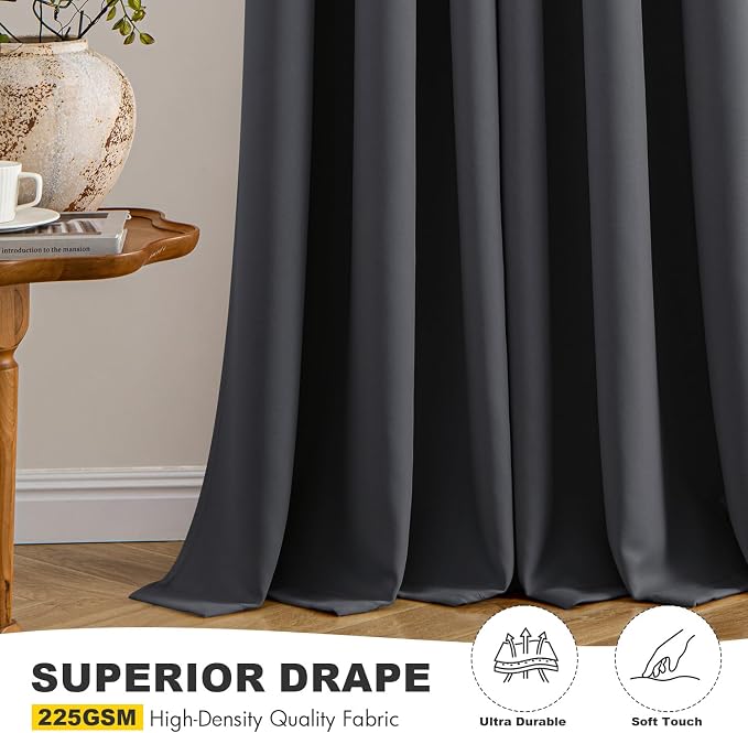 MIULEE Blackout Curtains for Bedroom 2 Panels 40 x 54 Inch Long Dark Grey | - Image 5