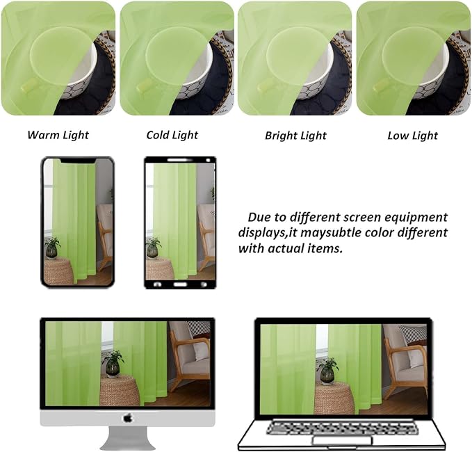 Chyhomenyc Extra Long Sheer Curtains 120 Inches Long 2 Panels Set, Light - Image 4