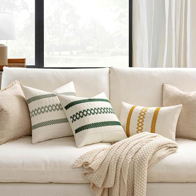MIULEE Set of 2 Sage Green Boho Decorative Lumbar Pillow Covers 12x24 Inch | - Image 5