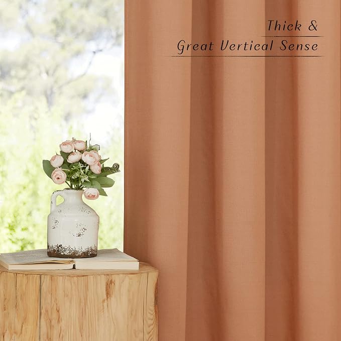 NICETOWN Thick Linen Burnt Orange Curtains - Image 3