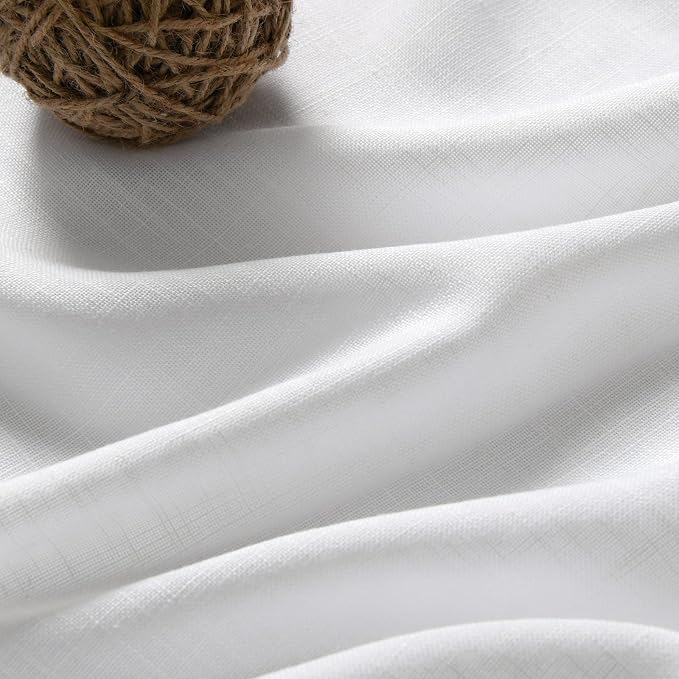 White Linen Curtains 70 Inches Long 2 Panels Set Back Tab Rod Pocket Light - Image 5