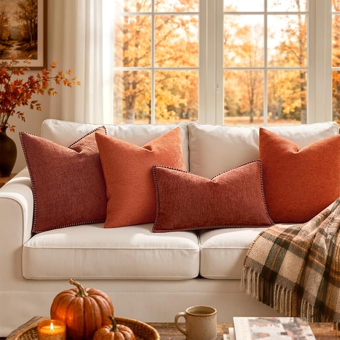 MIULEE Fall Decorative Lumbar Throw Pillow Covers 12x20 Inch Burnt Orange | - Image 5