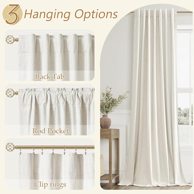 Extra Wide 100% Blackout Linen Curtains - Image 6