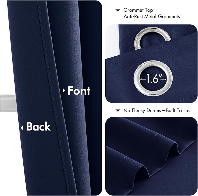 MIULEE Blackout Curtains for Bedroom 2 Panels 40 x 86 Inch Long Navy Blue | - Image 4