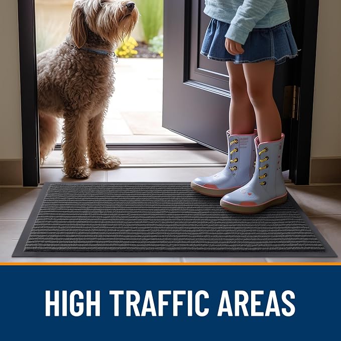 OLANLY 2-Pack Front Door Mats 59x34, Waterproof Heavy-Duty Doormats | Charcoal - Image 7