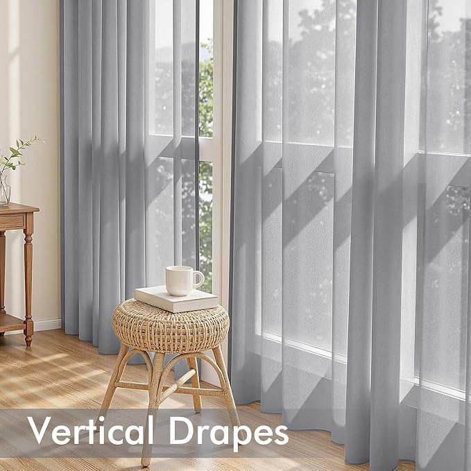 MIULEE Dark Grey Sheer Curtains 63 Inches Long 4 Panels 42 x 63 Inches | Light - Image 5