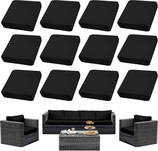 12PCS Patio Cushion Covers, Patio Furniture Couch Seat Slipcovers | Washable by SUKAIKEQA