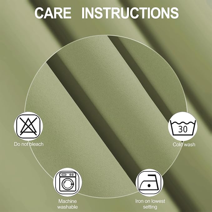 Blackout Curtains 66 x 84 inch/Sage Green Curtains Set of 2 Panels/Thermal - Image 4