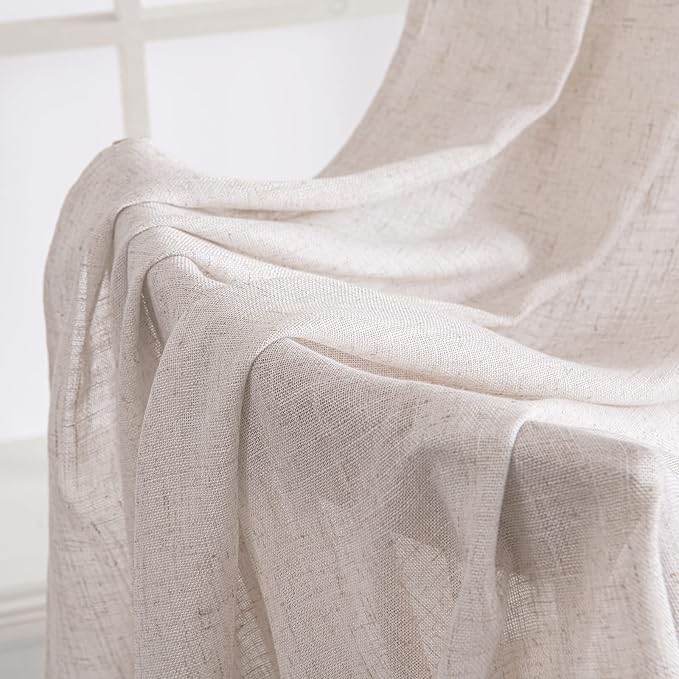 MIULEE White Linen Curtains 52x54 Inch Length 2 Panels - Image 6