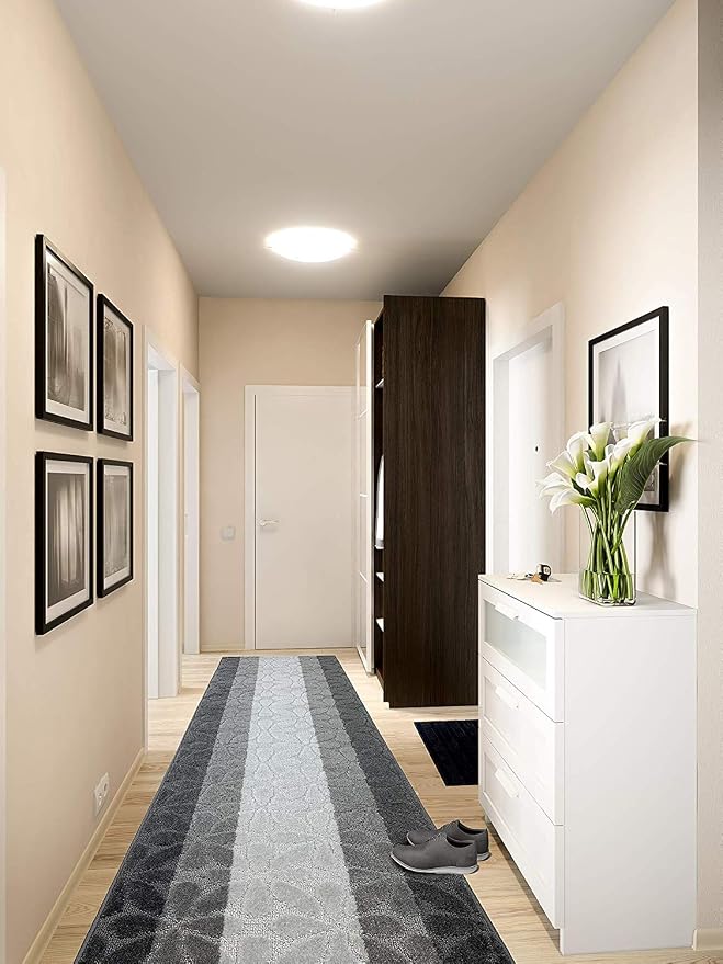 32 Ft Gray Extra Long Hallway Runner Rug, Non Slip Washable, Pet Friendly | - Image 2