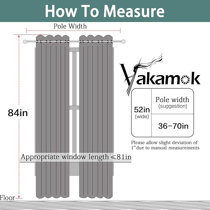 Yakamok Pure White 100% Blackout Curtains 84 Inches Long 52" Wide 2 Panel | - Image 8
