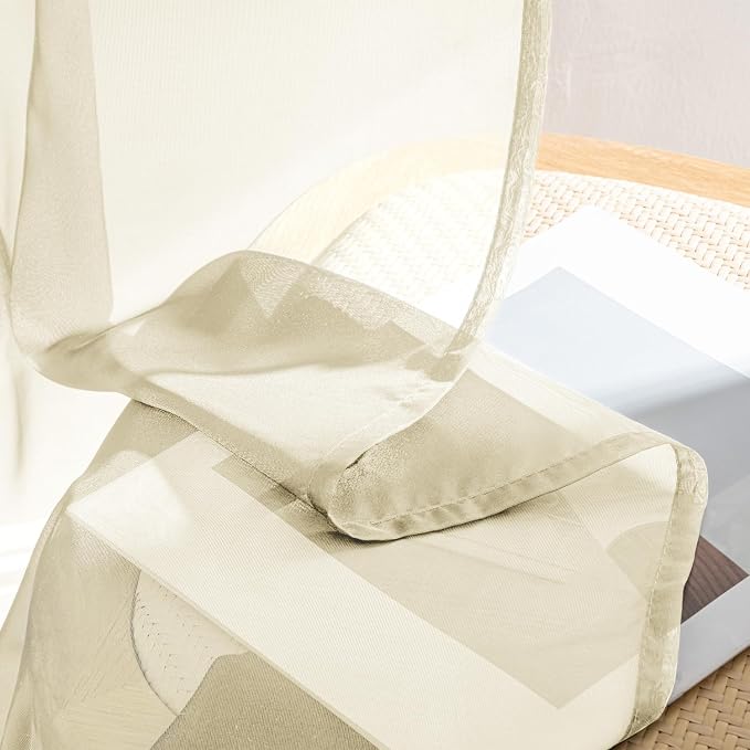 MIULEE Light Cream Sheer Curtains 84 Inches Long 4 Panels 42 x 84 Inches | - Image 7