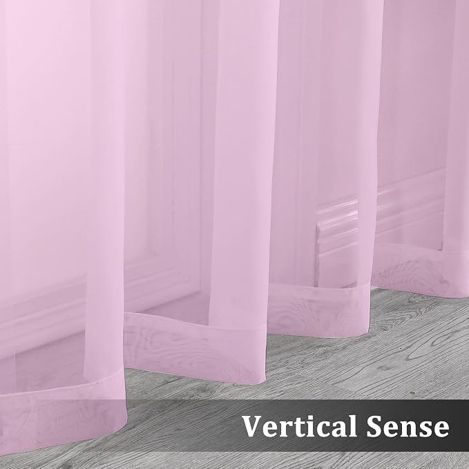 Light Pink Sheer Curtains 108 Inches Long, Light Filtering Semi Transparent - Image 7
